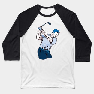 Golfer Swinging Golf Club Retro Baseball T-Shirt